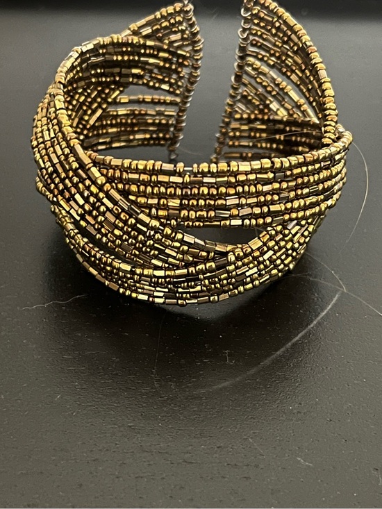 Jewelry - Gold Beaded Multi-Strand Cuff Bracelet